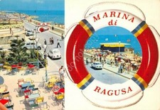 Cartolina Ragusa vedute bar spiaggia salvagente 1973