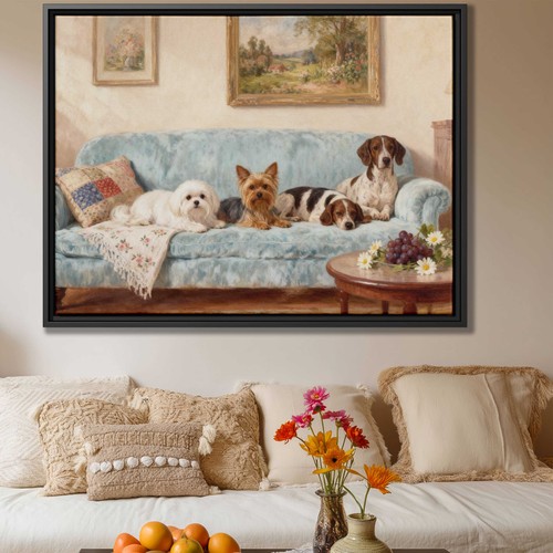 Dipinto olio cane opera arte - dipinto,