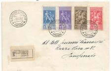 Raccomandata Sassoferrato 9.10.1942 su serie completa Tito Livio, per città.