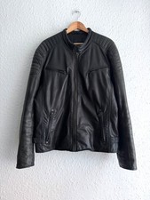 Giacca uomo vintage nera biker racer pelle imbottita spalla - Taglia L