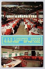 1970s~Key West Florida FL~A & B Lobster House~interno~cartolina ristorante vintage