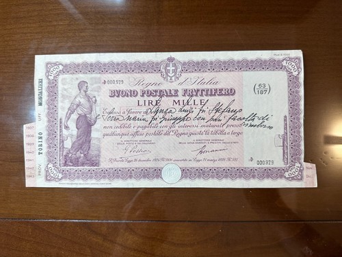 Buono postale fruttifero lire - buono,
