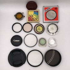 Lot of Camera Mix Filter Cap Canon Polarized UV-Haze Hoya Sol Filter