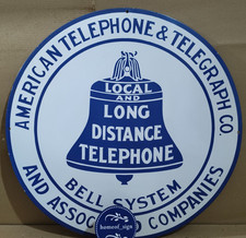 Insegna smaltata porcellana American Telephone & Telegraph Co. 30 x 30 pollici 1 lato
