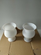 Coppia Di Opaline Lume Bianco Latte Antiche diam picc9,5 diam grande 13,5 h21cm