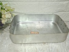  VECCHIA TEGLIA ROSTIERA ALLUMINIO 30X22 H 7CM Etichetta Interna Non Usata 