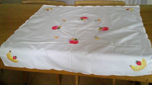 Vintage embroidered tablecloth - vintage,