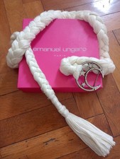 Emanuel Ungaro Cintura Donna Couture Seta Lana Intrecciata Treccia Bianca Fibbia...