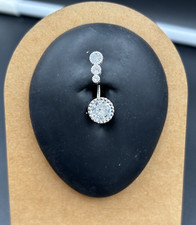 Piercing ombelico acciaio chirurgico Banana mm. 1,6 x 10 VERI ZIRCONI TONDI