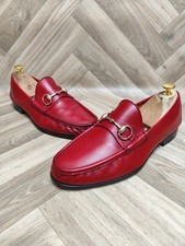 GUCCI JORDAAN HORSEBIT MOCASSINO UOMO IN PELLE ROSSA - EU 41 E