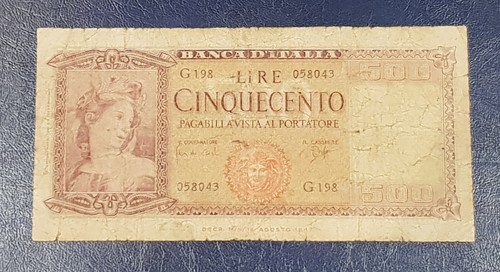 Banconota 500 lire ornata - lire, di