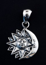 Pendente Luna Sole Astro Gioiello Esoterico Etnico Argento 925 - 6Gr.