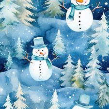 Pupazzi di neve su blu