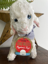 Peluche agnello vintage Old Chad Valley giocattolo morbido con etichetta e rara etichetta ex negozio stock
