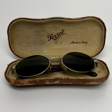 SUNGLASSES VINTAGE PERSOL 2042-S 511/31 135 OVAL 90s SILVER CON CUSTODIA