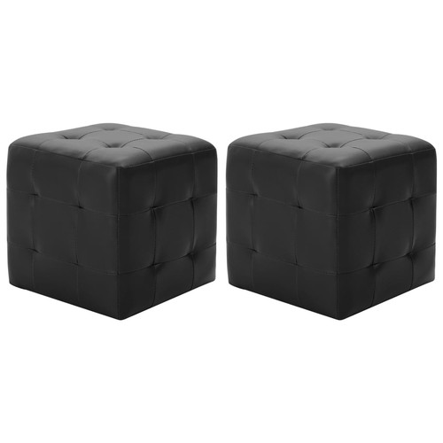 Pouf neri similpelle cubo - 2x,