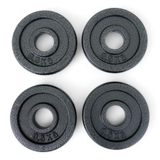 4 X Disco Ghisa Nero 0,5 Kg Foro ø25mm Per Bilanciere Manubri Palestra Home Fitn