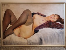 Quadro vintage olio su tela nudo femminile erotico anni ’60/’70 Arte Erotica 