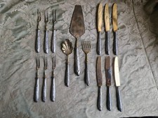 Antico servizio in argento di posate da antipasto, da sei, anni '40-'50.