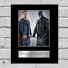 Henry Cavill and Ben Affleck Signed  Mounted Photo Batman vs Superman