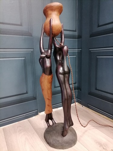 Lampada statua africana - , in