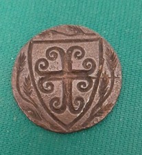 Sigillo medievale bronzo con scudo e croce ancorata