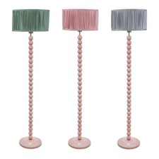 Lampada da terra a bobina rosa pastello paralume a tamburo plissettato luce soggiorno lampadina LED