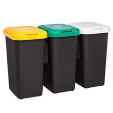 Pattumiera a 3 Scomparti per Raccolta Differenziata da 75 Lt, 79x32x48 cm - 6595
