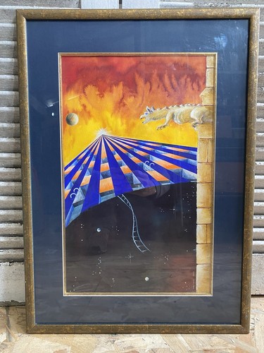 Ancienne huile sur papier - ancienne,