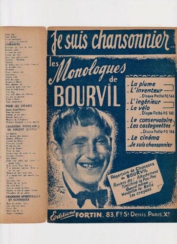 Bourvil monologue partition - bourvil,