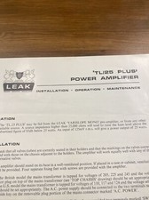 Leak TL/25 Amplificatore di Potenza Funzionamento Informazioni Foglio 2 Pagine - T72