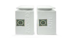 Set 2 Barattoli da Cucina in Ceramica Zucchero Caffe' Decoro Fiore