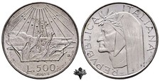 REPUBBLICA ITALIANA 500 lire 1965 FDC ARGENTO Dante Alighieri