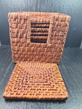 rattan set sottobicchieri  cm 10 con contenitore