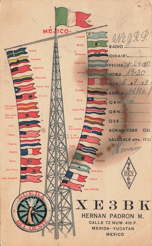 1940 qsl xe3bk hernan - qsl:,