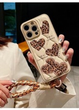 Corda a mano a forma di cuore stampa leopardata custodia telefoni regali per prodotti donna
