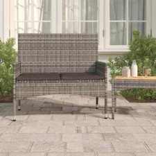 vidaXL Panca da Giardino a 2 Posti con Cuscini in Polyrattan Grigio