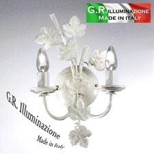 APPLIQUE IN FERRO BATTUTO 2 L. AVORIO ORO LAMPADA DA PARETE SALOTTO SHABBY Aura