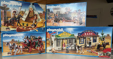 PLAYMOBIL 4012 4398 4399 5248 WESTERN CAROVANA TENDA INDIANI BANCA LOTTO USATO