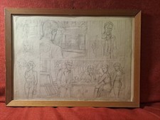 Disegno Antico. Tavola disegnata a matita per un fumetto; cm 22x32