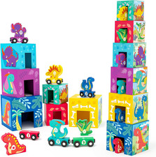 Dinosauro Giochi Montessori, Cubi Impilabili Di Giocattoli per Bambini Con 6 Cub