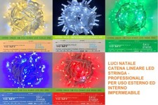 SERIE LUCI LED NATALE STRINGA CATENA 100 LED 10 METRI CON FLASH ESTERNO IP65