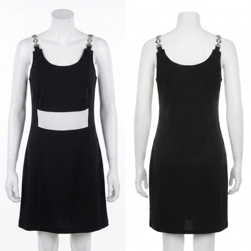 Mini abito nero y2k argento - mini,