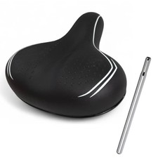 Sella Nera + Tubo Sella Cromato Black Per Bici City Bike Confort Comoda Unisex