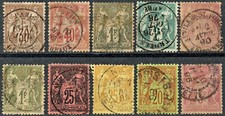 1876-90 - France Peace & Commerce Type Sage-Scott 73-74-76-77-83-84-93-99-96-98