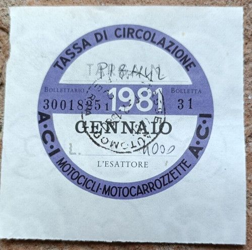 Bollo aci 1981 per moto - aci,