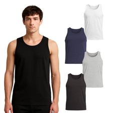 3 / 6 CANOTTE SPALLA LARGA INTIMO UOMO COTONE FILO SCOZIA BIANCO NERO GRIGIO BLU