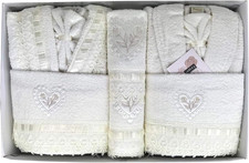 Completo Bagno Asciugamani Accappatoi Uomo Donna Set Pizzo Idea Regalo Corredo