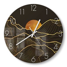 Orologio in vetro DEQORI 'Linee d'oro montagna' orologio da parete vetro orologio silenzioso, varie versioni
