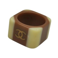 Anello quadrato CHANEL Coco Mark caramello avorio